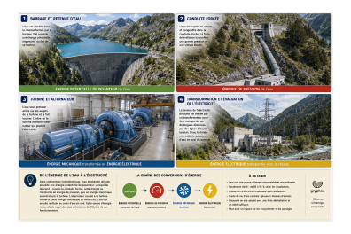 Production d'électricité dans un barrage hydroélectrique